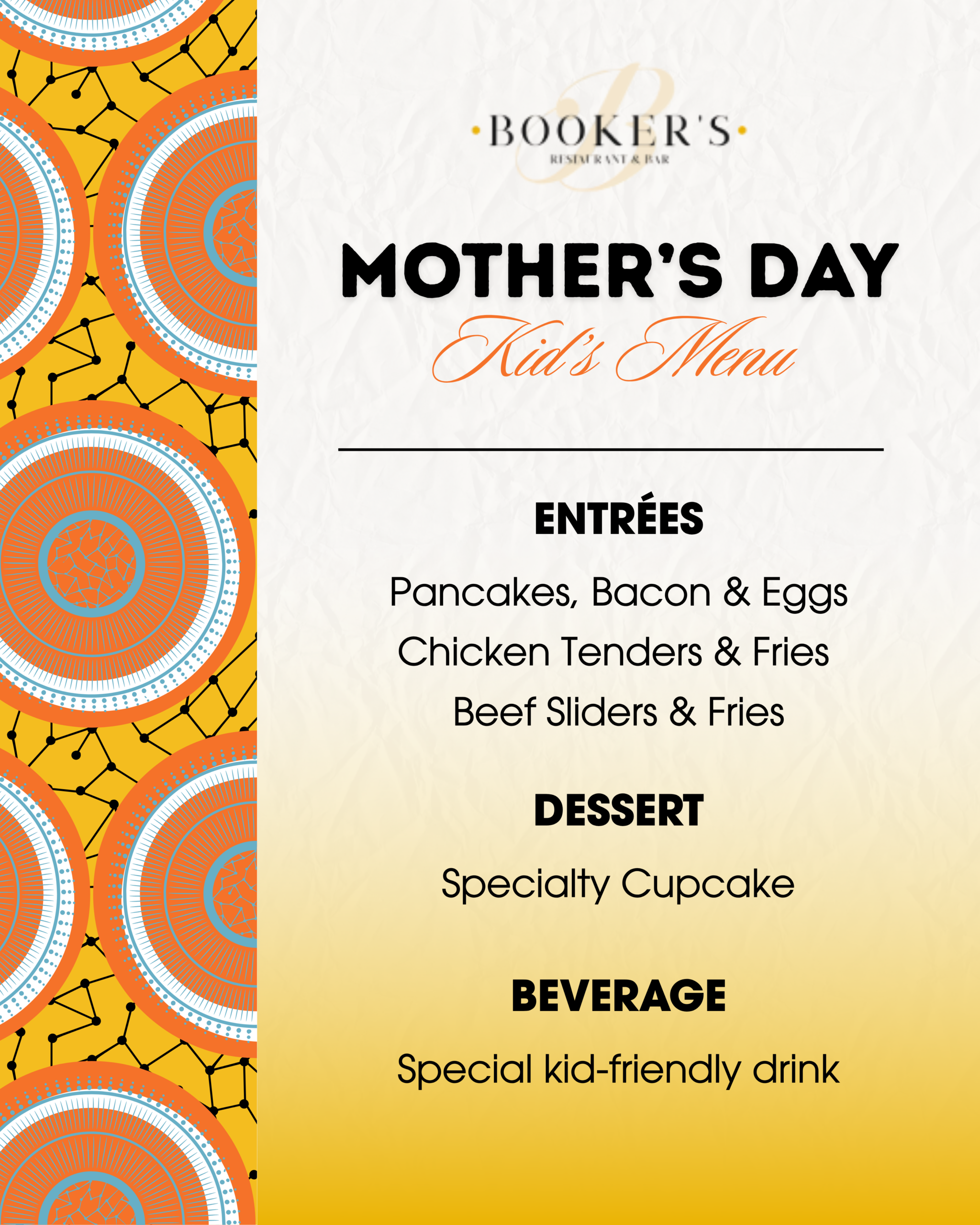 Kids Mother's Day Menu