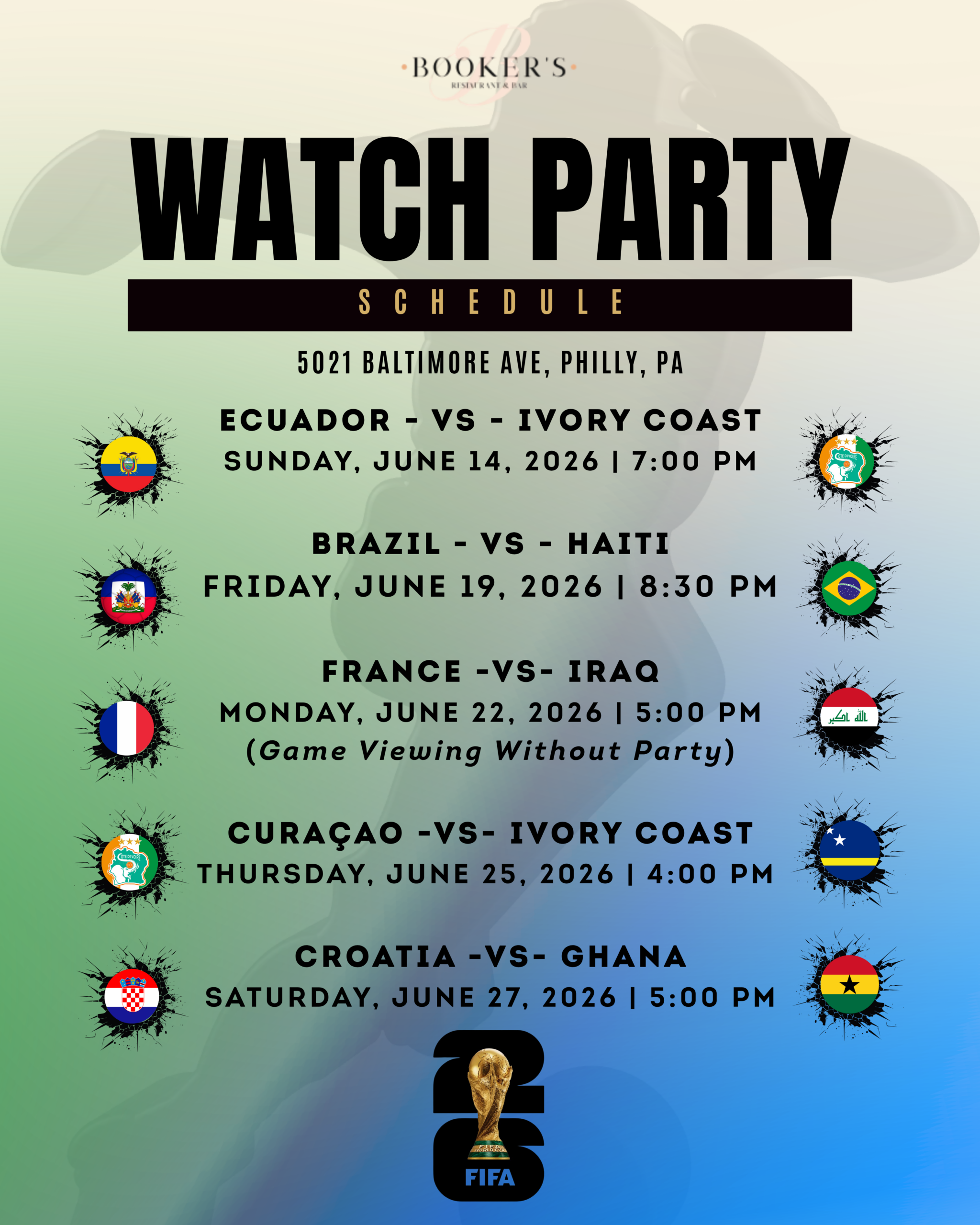 June Events Bookers Restaurant