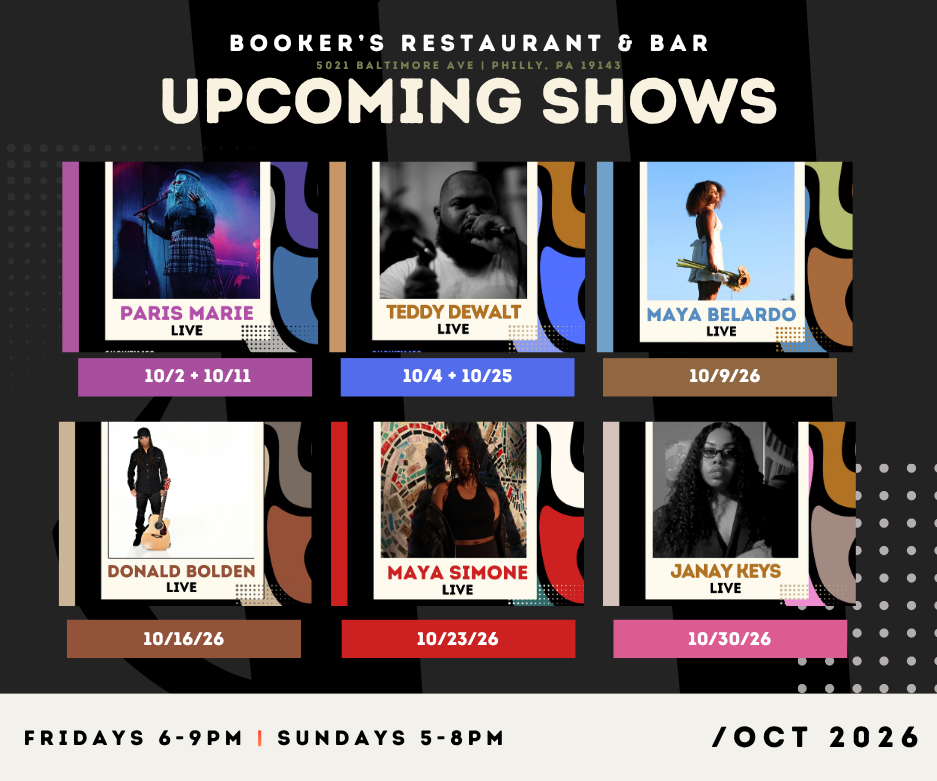 Booker's Restaurant & Bar October 2026 Upcoming Shows